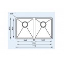 Νιπτηρες - Νεροχυτες Sanitec - Νεροχυτες - Sanitec Filo Quadra 11909 72 x 40 cm 2V Σατινέ Ένθετος Νεροχύτης