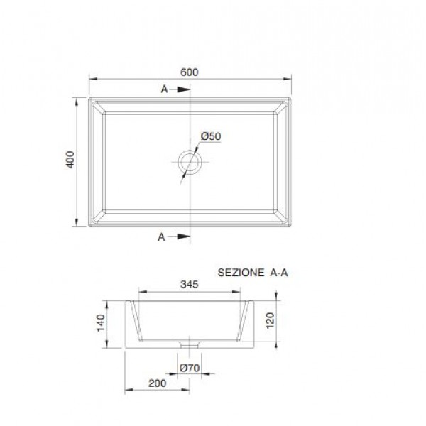 Νιπτηρες - Ειδη Υγιεινης - Scarabeo Teorema 60 5101 60x40cm Λευκός Επιτραπέζιος Νιπτήρας Μπάνιου